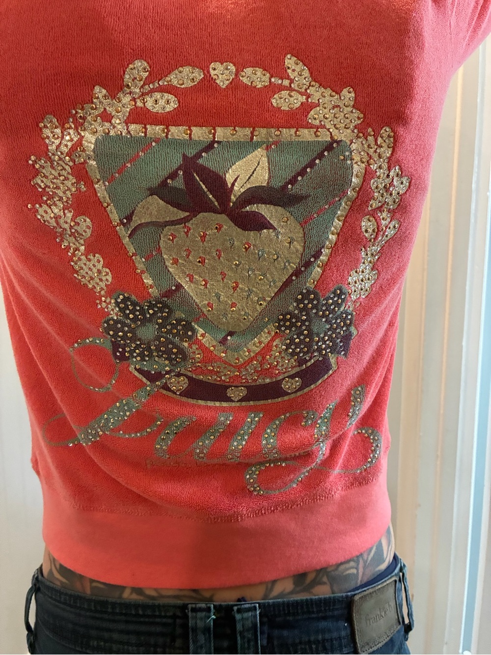 Juicy Couture Pink and Gray Logo Label Top